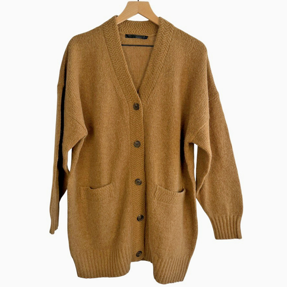 Jenni Kayne Sweater Womens S Camel Brown Cottage Cardigan Wool Alpaca Oversized